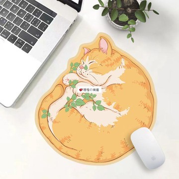 可開發票☆【臺灣精品】💕可愛胖橘貓鼠標墊小號鎖邊防滑筆記本女生手託創意學生護腕小清新