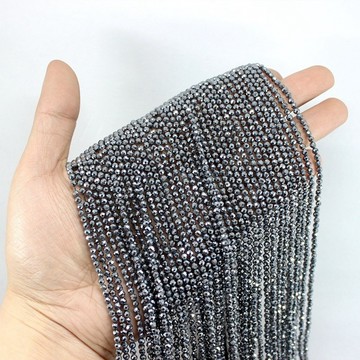 Ty0718--天然太赫茲能量石切面圓珠小珠子散珠串珠半成品手工DIY配件
