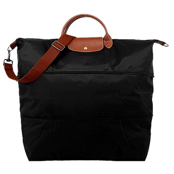 LONGCHAMP LE PLIAGE系列再生尼龍延展兩用旅行袋(黑)