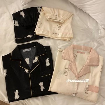 2023年新款情侶睡衣女夏季短袖薄款冰絲開衫高級感家居服開衫套裝