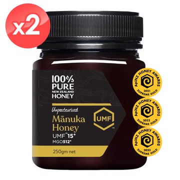 【紐西蘭恩賜】麥蘆卡蜂蜜UMF15+(MGO512+) 2瓶組 (250公克*2瓶)/麥盧卡/Manuka Honey