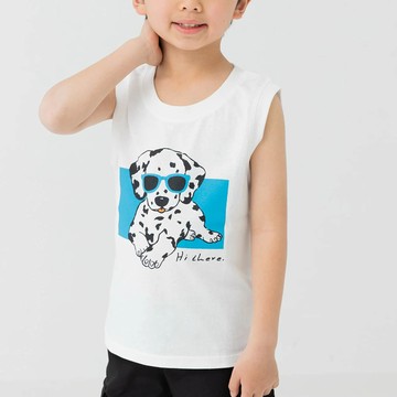 日本 Chil2 - [超低價] 100%棉 童趣印花背心上衣-大麥町-白