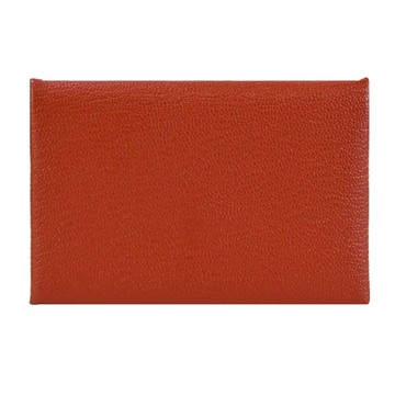 Hermes 愛馬仕 經典Calvi系列羊皮釦式名片/零錢包(36 磚紅)_廠商直送