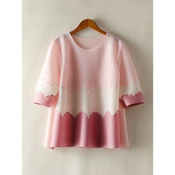 褶皺上衣女2024夏季寬松款收腰遮肚子時尚洋氣時髦高級感T恤