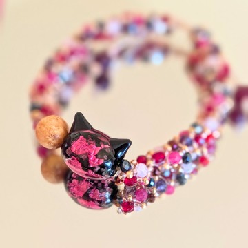 香氛手鍊　天然深粉晶Deep Rose Quartz × 石榴石Garnet × 聖木