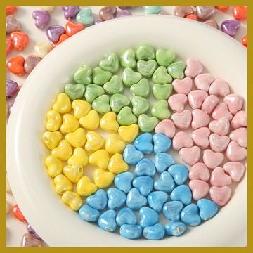 （5顆/包）10x11mm新款ins糖果色陶瓷橫孔愛心串珠 diy手作手鍊項鍊耳飾散珠 串珠 串珠材料 串珠材料包 珠珠