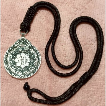 (台灣現貨)文殊九宮八卦藏傳護身法器咒牌銀牌項鍊轉運護身十字杵項鍊