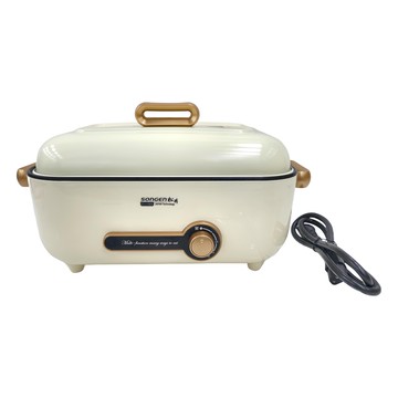 SONGEN 松井 芳饗宴 4L大容量多功能電火鍋 復古造型米杏色  SG-175HSW