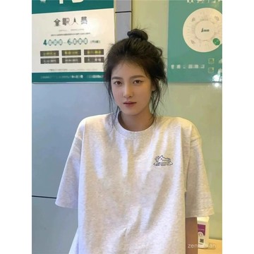 🔥100%純棉T恤 簡約游泳貓 M-6XL 大尺碼女裝 短袖上衣女 卡通印花t恤 短袖t桖 顯瘦遮肉 日系上衣