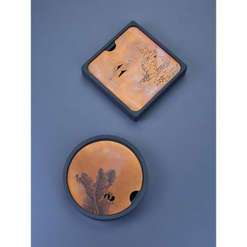 中式手工雕刻銅蓋壺承茶盤儲水干泡臺壺托盤復古歙硯家用簡約茶海