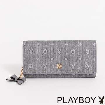 PLAYBOY - 翻蓋長夾  Misty Blue Whisper系列 - 藍色