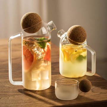 耐高溫玻璃冷水壺木笙創意泡茶壺花茶壺辦公室家用民宿酒店果汁壺