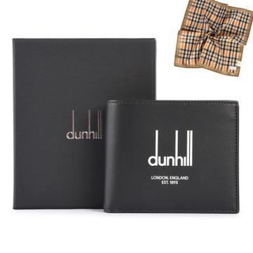 dunhill Legacy經典大LOGO標誌皮革8格短夾-黑色