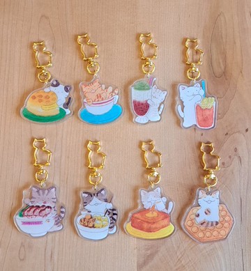 貓咪壓克力鎖匙扣 - 香港美食系列