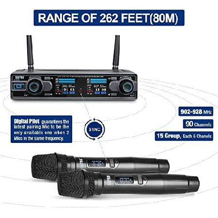 SGPRO Handheld Wireless Microphones System for Stage, Live House, Clubs, Cinema, Church, School ＆ Home Karaoke AA Batteries Powered Mics Hours Stam