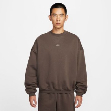 NIKE 長袖上衣 男 大學T 磨毛 寬鬆版型 AS M NK TF SI BRSH CREW 咖 IM5902-237