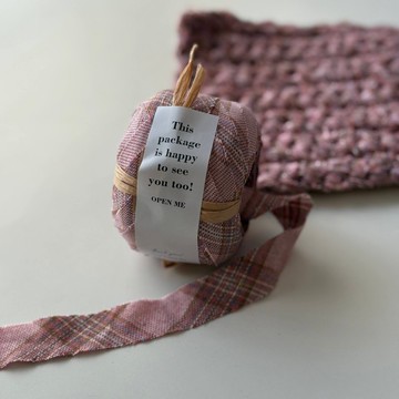 升級再造的織物紗線　格倫格子　粉紅色 S