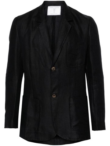 Société Anonyme - single-breasted linen blazer - men - Linen/Flax - 46 - Blue