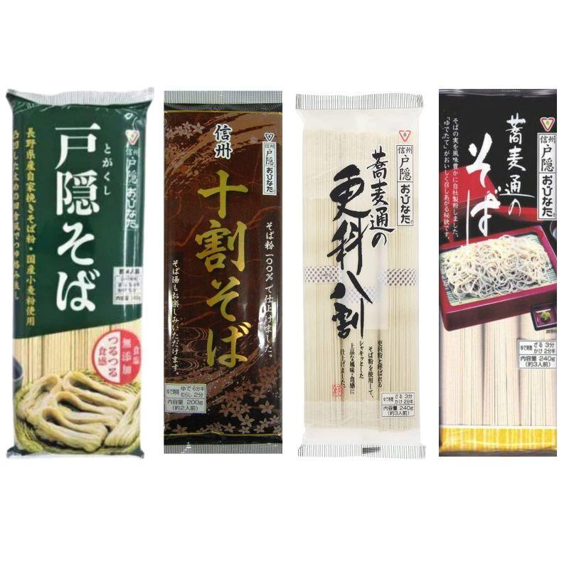 おびなた 戸隠そば 340g×3 おびなた 十割そば 200g×3 おびなた 蕎麦通の更科八割 240g×3 おびなた 蕎麦通のそば 240