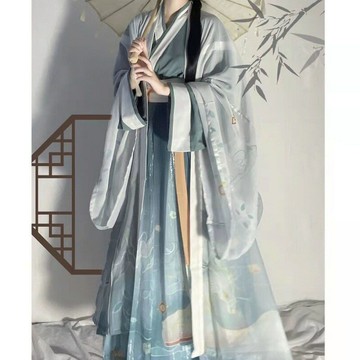 漢服批發壹片式穿孔魏晉風男女款日常女學生仙代發壹件代發批發鑫弘-素時衣櫥