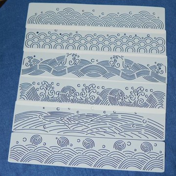 晗穎手工 輕松拓圖 刺子繡模板青海波 海波紋