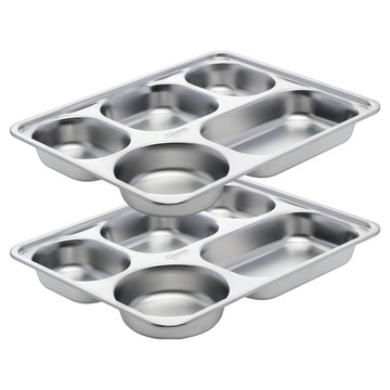 Sisem 加深高級不鏽鋼餐盤  1組  28 x 22 x 2.5cm  銀色