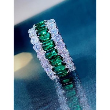 彩寶排戒指女純銀進口高碳鉆滿鉆人工鑲嵌寬口時尚輕奢超璀璨J234