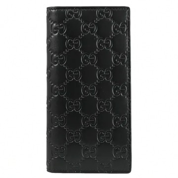 GUCCI 779828 GG LOGO壓花皮革對開多卡長夾.黑