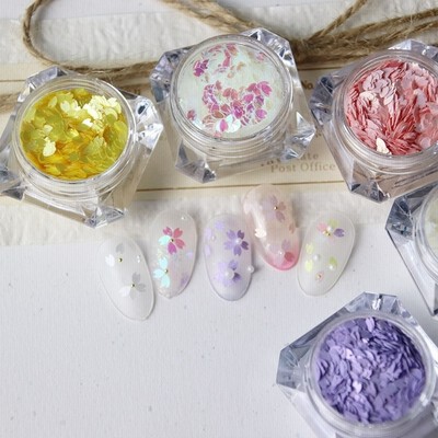 キラキラホログラム桜ジェルネイルラメグリッター小さなサイズセルフネイル レジン マニキュア