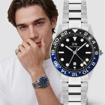 Daniel Wellington DW 男錶-40mm Iconic GMT 極簡美學運動風手錶 暑期質感選物 送禮首選-黑x藍 DW00100921