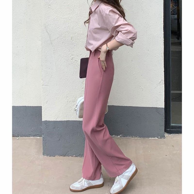 スラックス ストレートパンツ センタープレスパンツ レディース