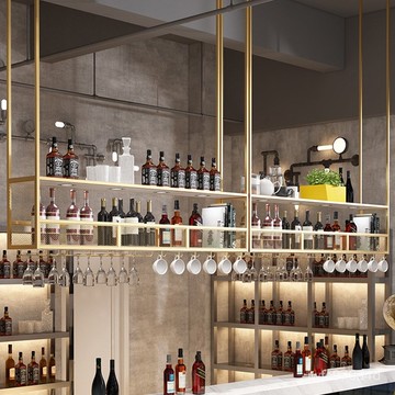 【免運 可開發票】酒吧吧臺吊架倒掛酒杯架懸掛式酒櫃酒架鐵藝壁掛紅酒葡萄酒杯架子