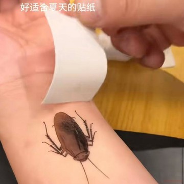 桃園出貨🍂蟑螂紋身貼防水持久仿真個性創意高級感可愛卡通手指手臂腳踝