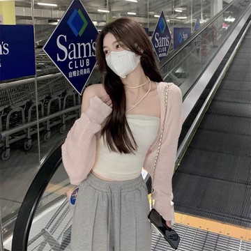 【ʟɪᴏɴɴ現貨】韓系純欲薄罩衫 透膚外套 短版外套 上衣 防曬衣 罩衫上衣 防曬罩衫 短版上衣 罩衫 白色罩衫