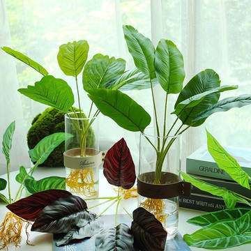 仿真水培植物配草小盆栽綠植帶根須葉子植物角園林布造景裝飾樹葉