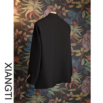 XT黑色西裝外套女2025新款休閑英倫風時尚通勤設計感高級感職業