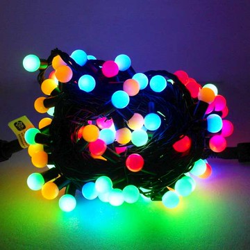 聖誕燈100燈LED圓球珍珠燈串(插電式/彩色光黑線/ 附控制器跳機)