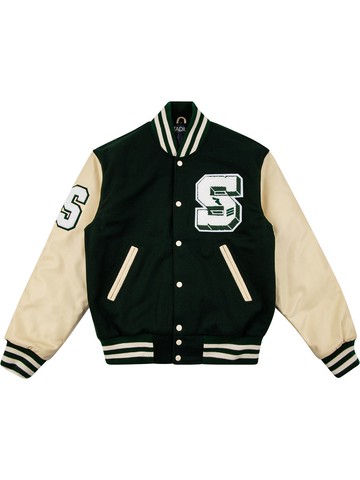 STADIUM GOODS® - Letterman "Green" varsity jacket - unisex - Leather/Wool - M