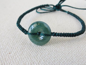 本命年【歲歲平安】冰飄花平安扣翡翠絲光編織手鍊*SS49*招財開運