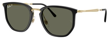 RAY BAN 亞洲版 時尚多邊偏光太陽眼鏡 RB4451 630658 黑金框墨綠偏光鏡片 公司貨