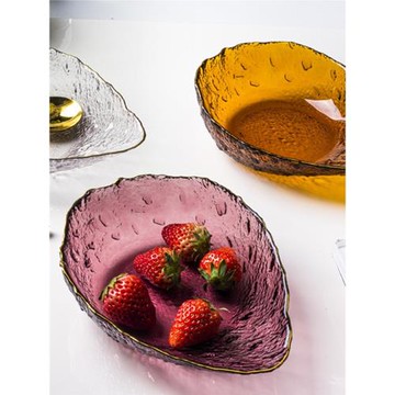 玻璃碗輕奢金邊餐具蔬菜沙拉碗盤家用創意水滴異形早餐燕麥水果碗