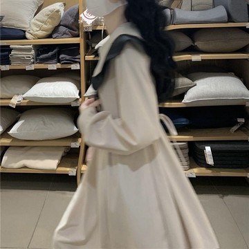 女裙 連衣裙 日系娃娃領連衣裙女寬松收腰早春韓版學院風jk甜美森系過膝長裙子