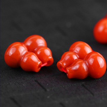 保真南紅小葫蘆背云 對腰弟子珠項鏈手鏈掛件吊墜文玩手串DIY配飾