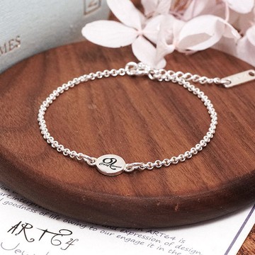 獅子座祝福手鍊 925純銀 星座符號 刻字手鍊 女生手鍊 生日禮物