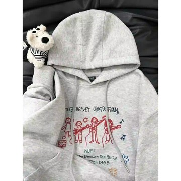 太好看了一定要入！ 韓國帽t 加絨帽踢 韓系原宿風 樂隊小人 正韓帽t 長袖上衣 韓版大學t 慵懶風 韓版衣服 冬天上衣