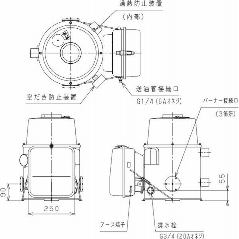 CORONA（住宅設備） コロナ 石油ふろ釜 屋内用 ニューハイパット BS-2050GSD 追い焚き専用 水回り、配管