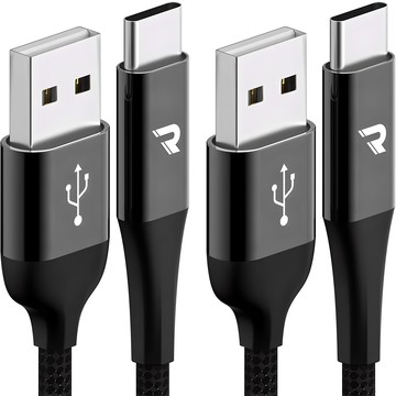 Rolantech Type-C 金屬高速充電編織傳輸線  黑色  2個  2.4m