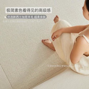 新西蘭高脂羊毛地毯客廳法式素色輕奢高級奶油風家用沙發地墊滿鋪