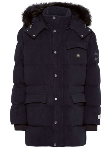 Philipp Plein - faux-fur padded hooded jacket - men - Fabric - L - Blue