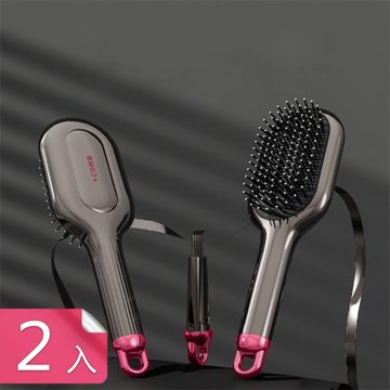 【荷生活】電鍍增大氣囊帶清潔工具氣墊梳 加大加寬可懸掛收納護理氣墊梳-2入組